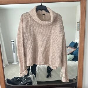 Free People Cream Cowl Neck Sweater